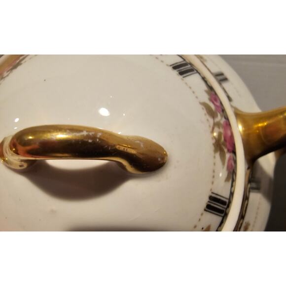 Vintage Cleveland China  Sugar Bowl w/Lid & creamer pitcher Bridal Rose Pattern - Picture 11 of 16